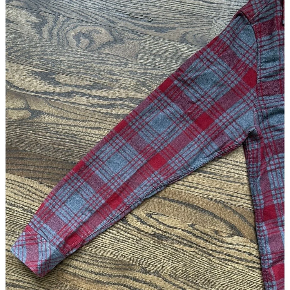 The North Face Mens Approach Flannel Shirt Red Gray Plaid Long Sleeve M
